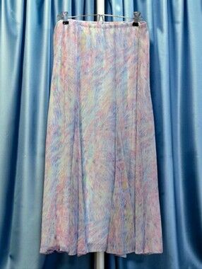 Ruby Rd. Flouncy Skirt, S, M, Watercolor Pastels, Elastic Waist, Gores, EUC